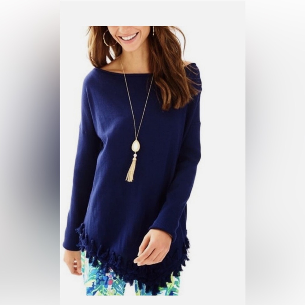 EUC Lilly Pulitzer Ferrera Asymetrical Tassel Sweater